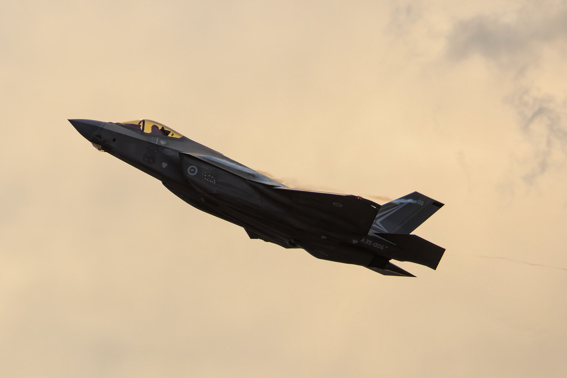 RAAF Lockheed Martin F-35A Lightning II on display at the Avalon Airshow in Victoria, Australia