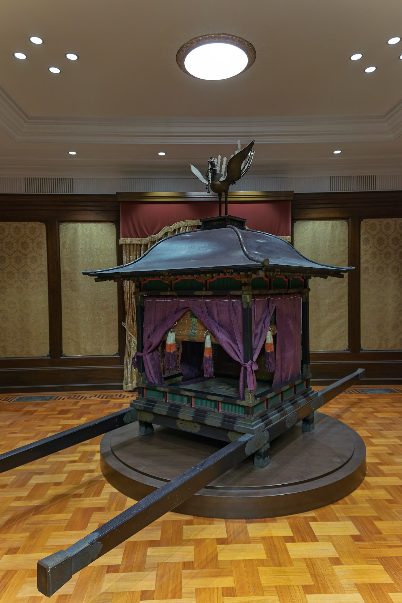 Imperial Palanquin (Horen) from Edo Period 19th Century on display at the Tokyo National Museum in Tokyo, Japan