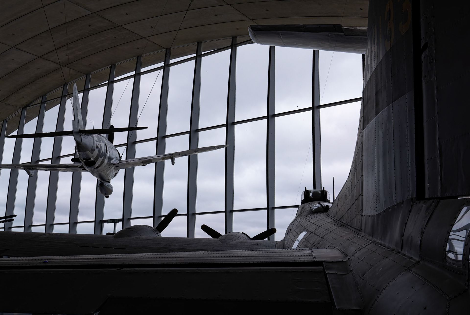 Boeing B-17 Flying Fortress on display at the Duxford Imperial War Museum in Cambridge, United Kingdom