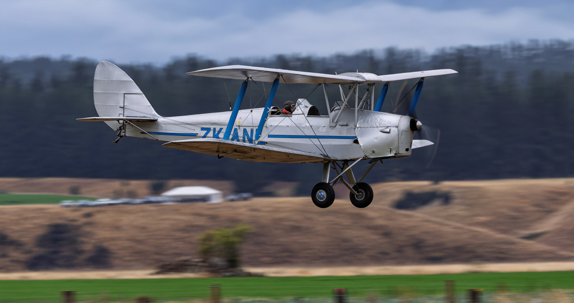 De Havilland DH-82A Tiger Moth (Silver) [ZK-ANL] on display at Warbirds over Wanaka, New Zealand