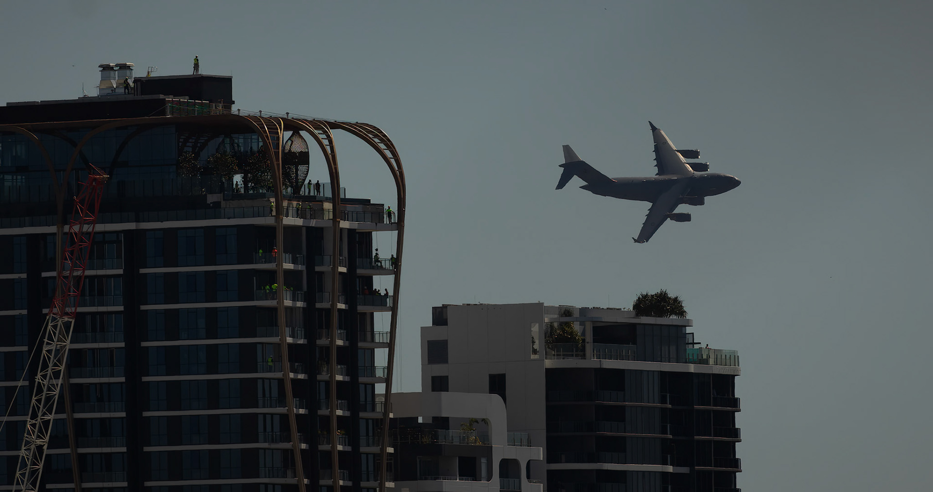 C-17A Globemaster III conducting rehearsal flights in the lead-up to the Brisbane Festival Riverfire, Australia