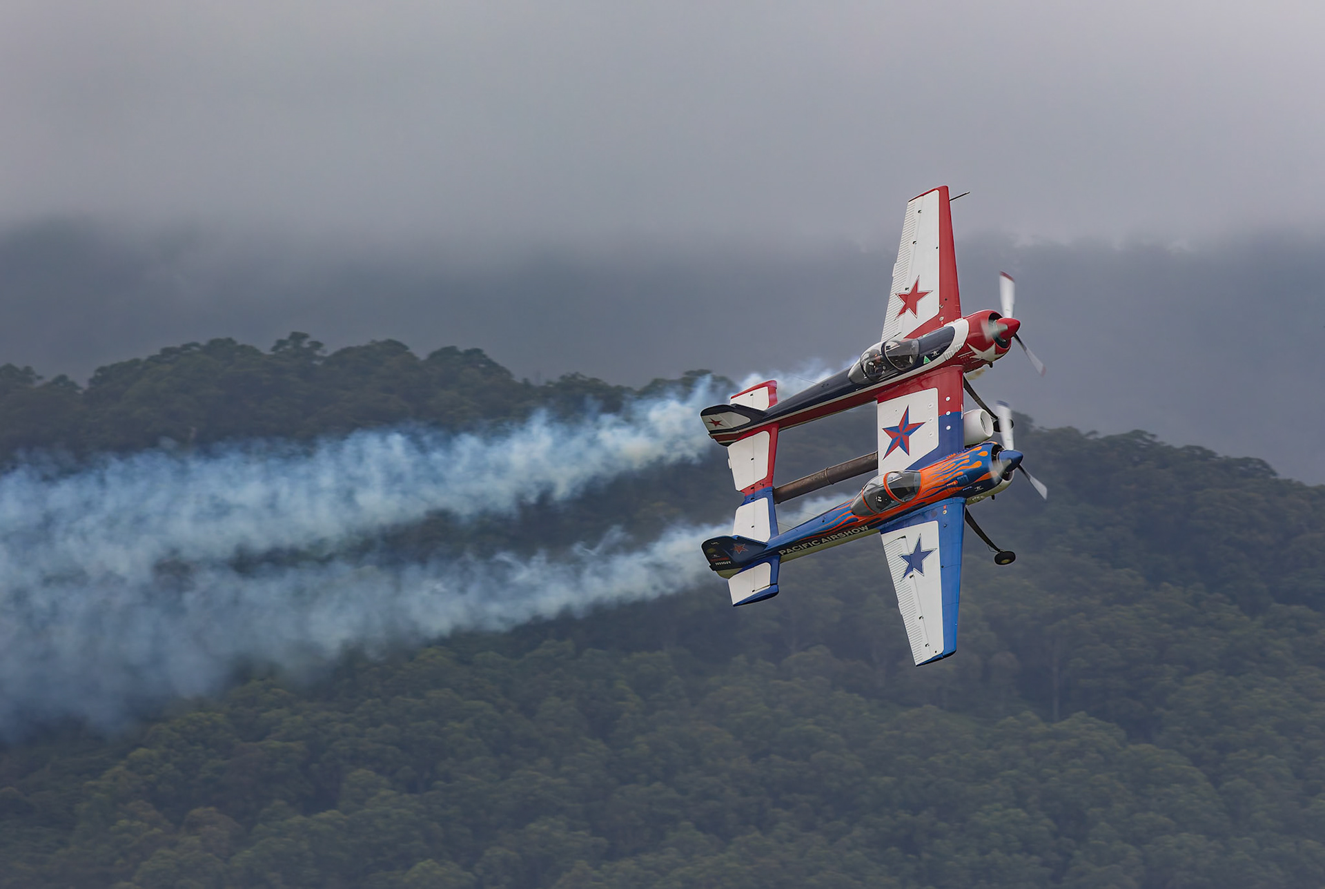 Jeff Boerboon flying the Yak 110 on display at the Shellharbour Airport, during the Airshows Downunder Shellharbour, New South Wales, Australia.