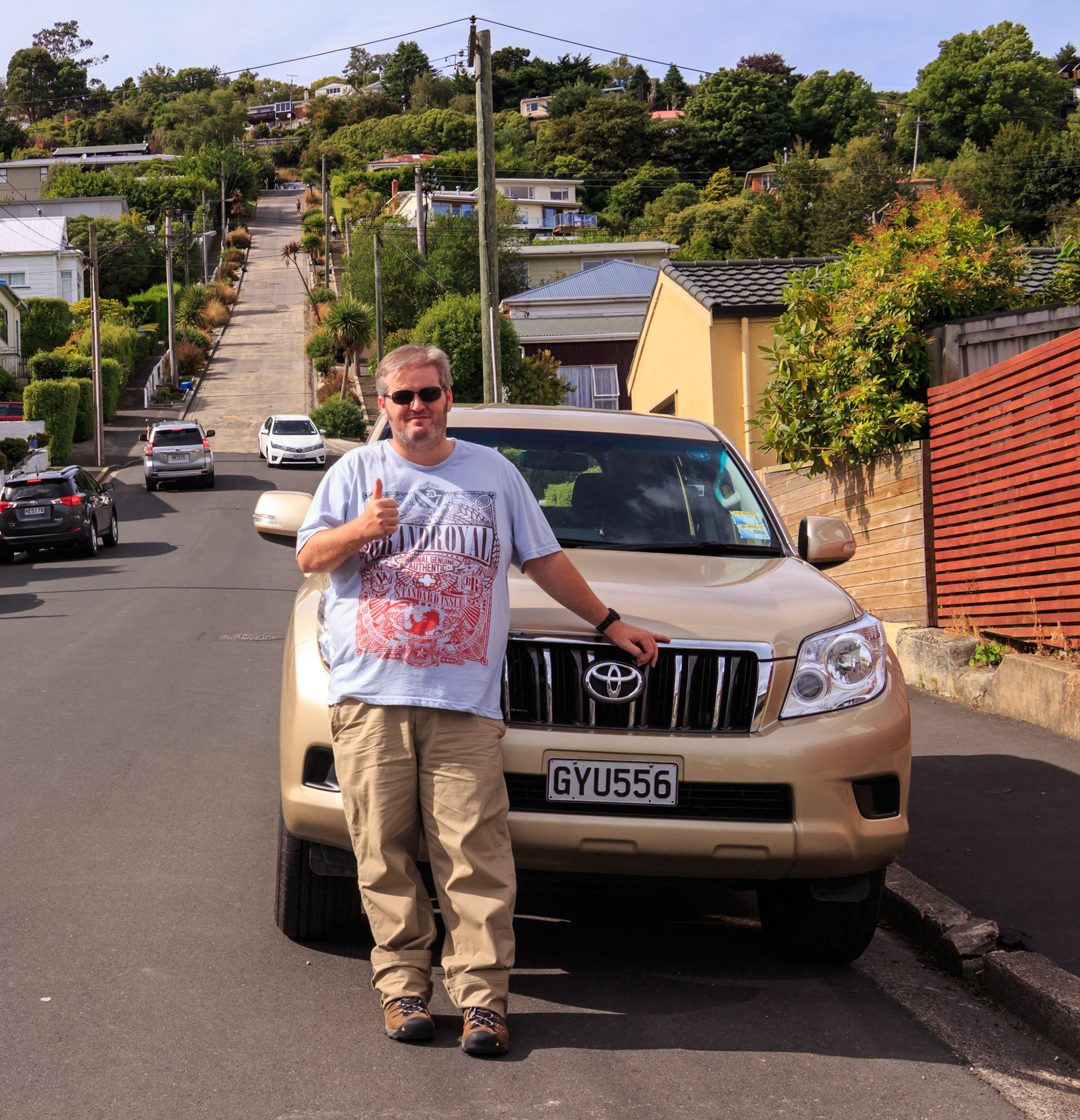 Lloyd at Baldwin Street in Dunedin, New Zealand