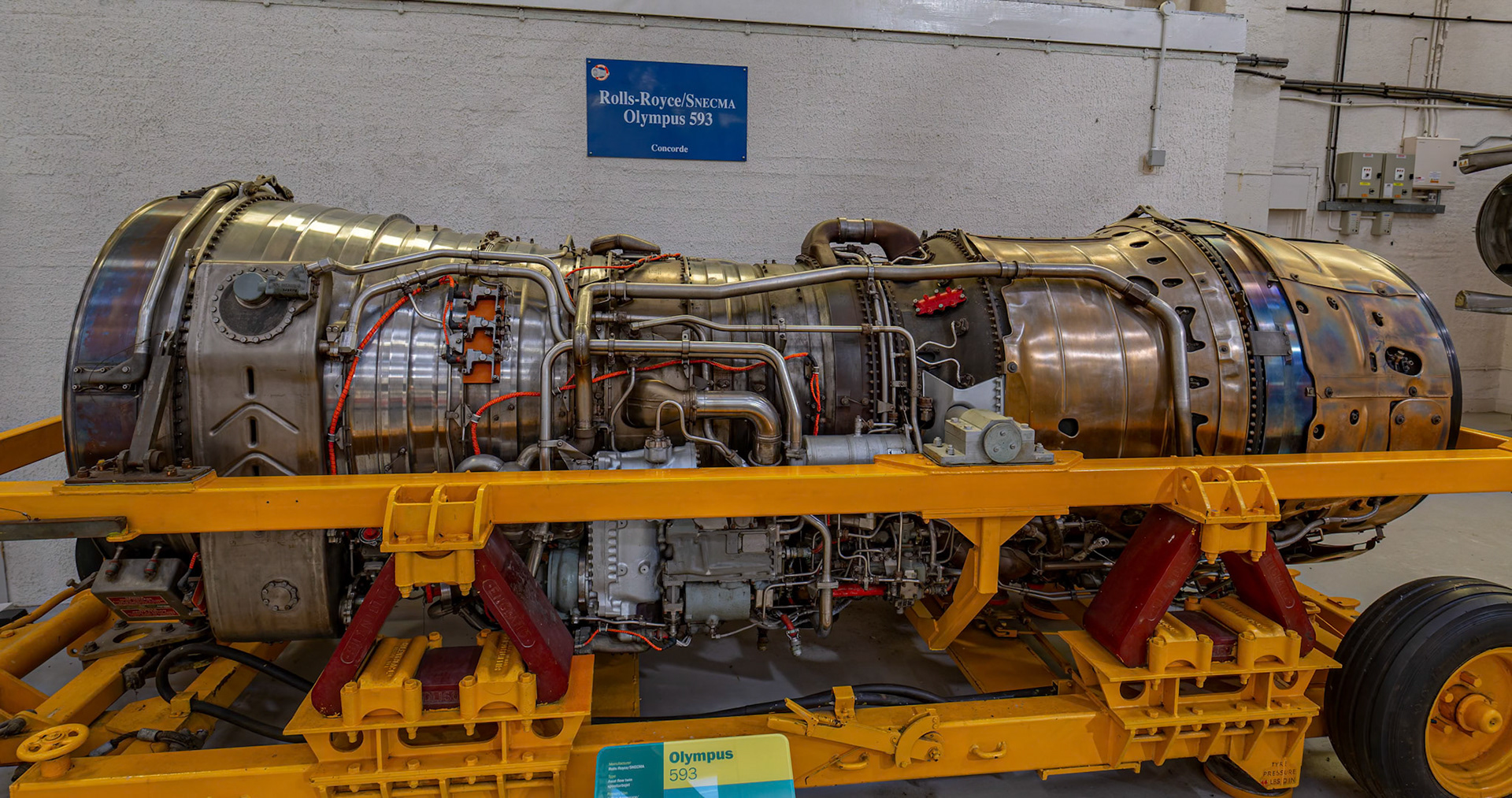 Rolls Royce Olympus 593 on display at the Royal Air Force Museum Midlands in Cosford, United Kingdom