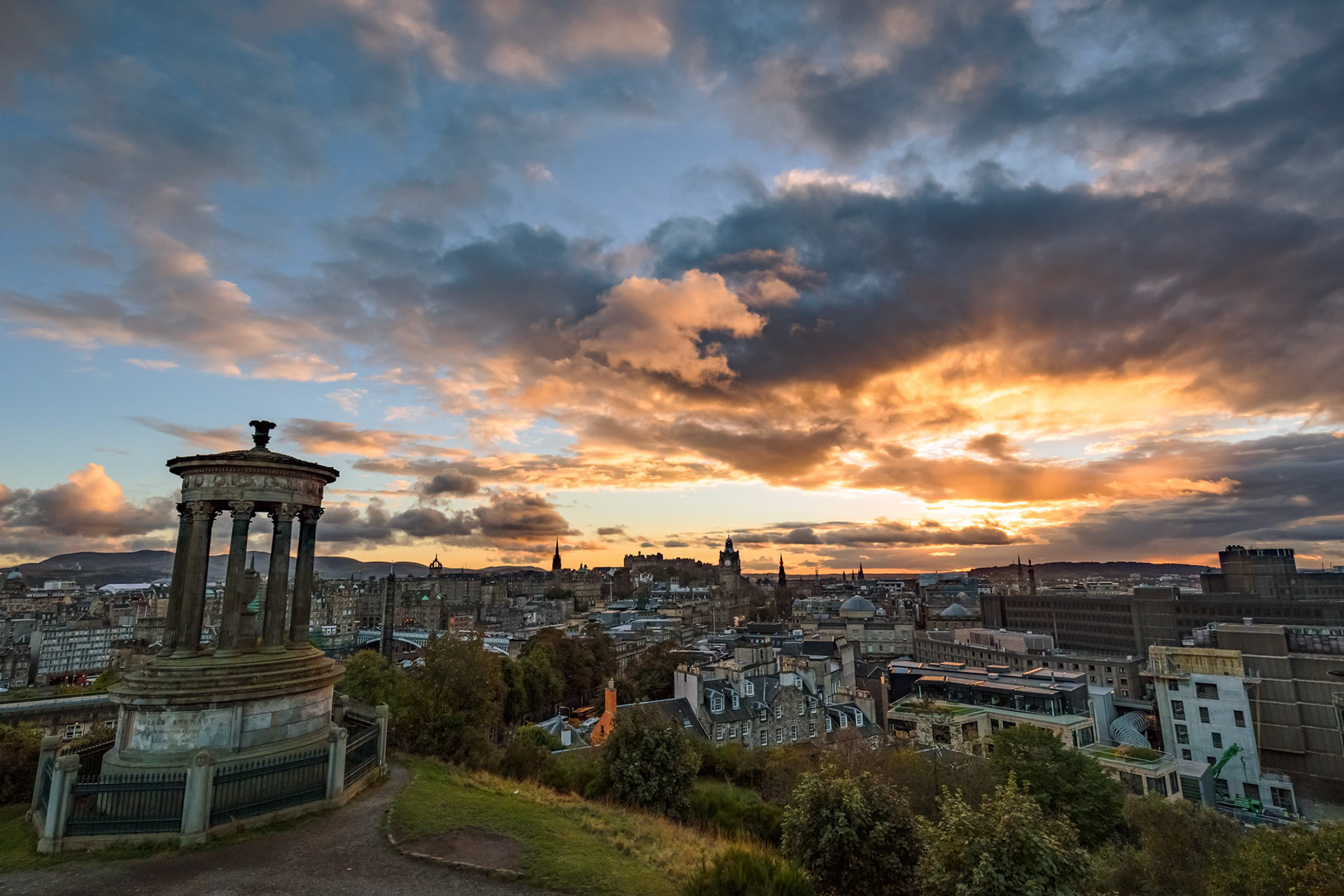 Sunset over Edinburgh from Calton Hill
