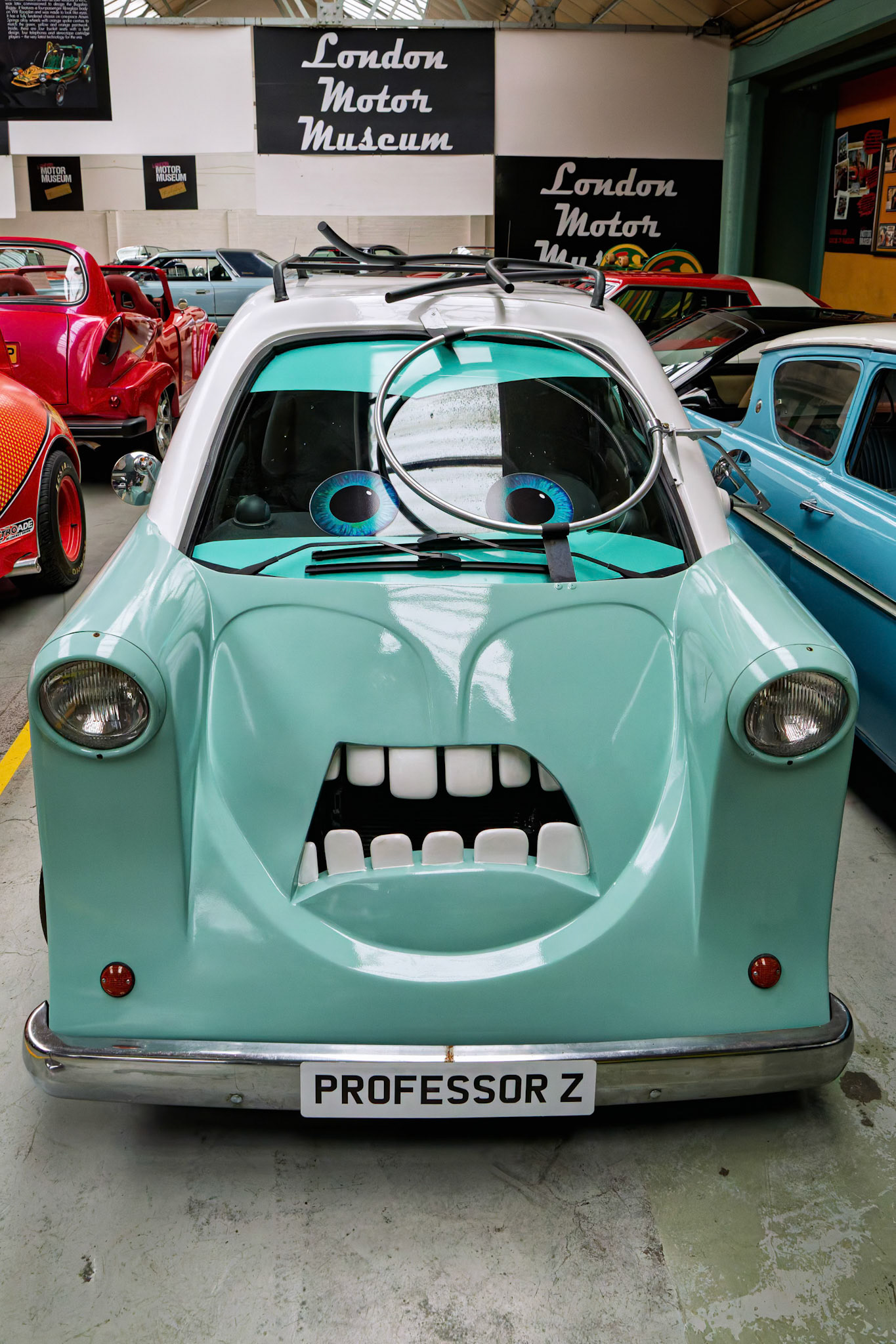 Professor Z from the Movie 'Cars 2' at the London Motor Museum, England