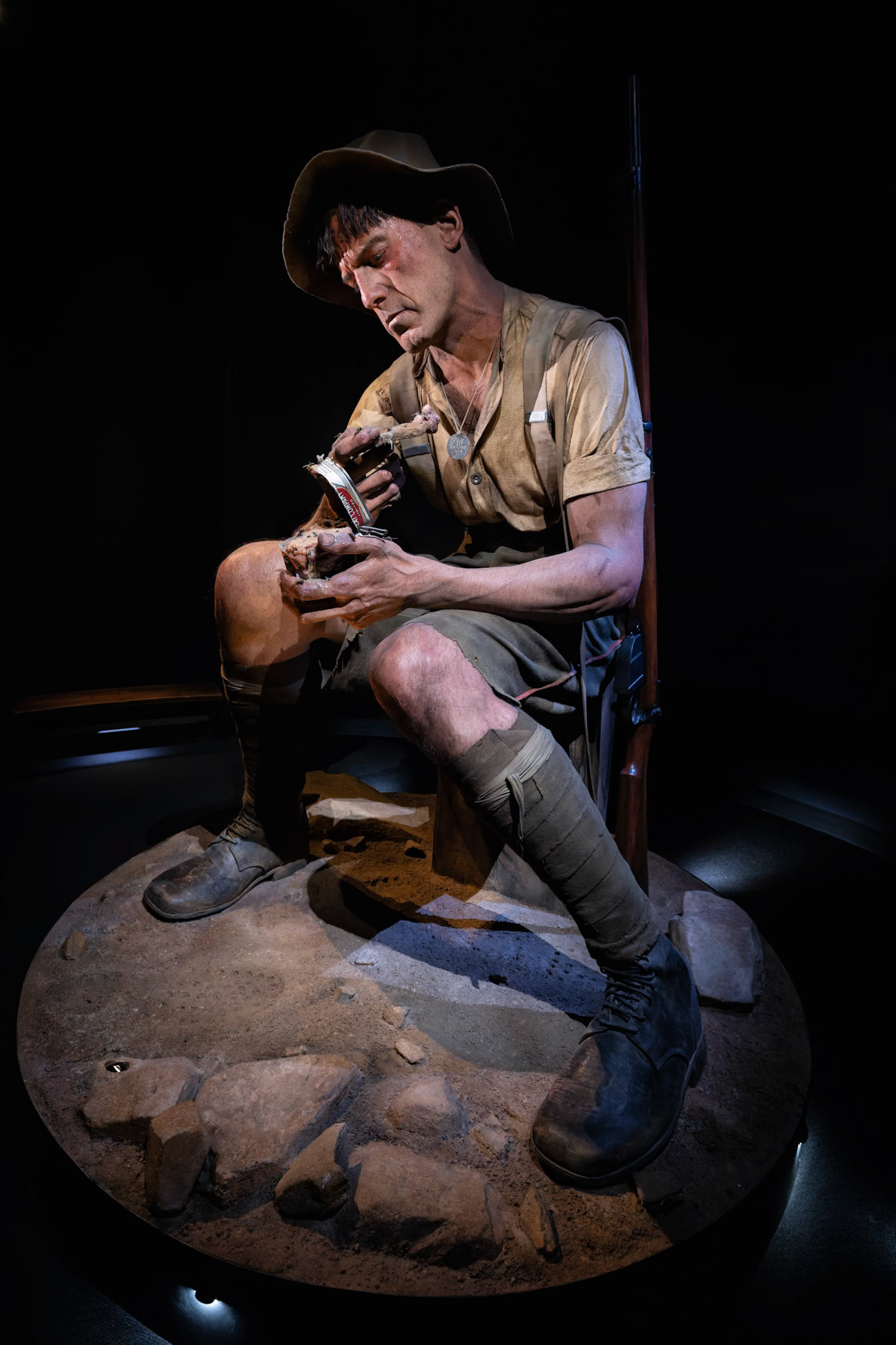 The 'Private Jack Dunn' display at the Gallipoli the Scale of Our War exhibit at Museum of New Zealand Te Papa Tongarewa in Wellington, New Zealand