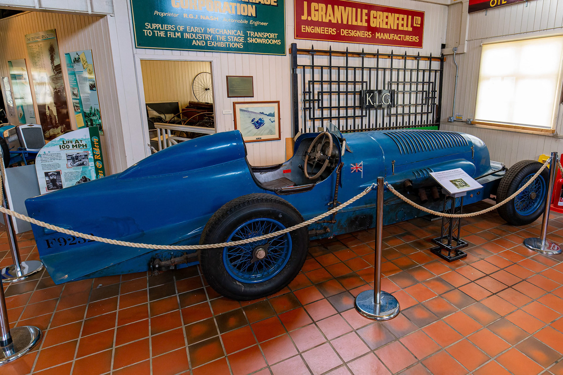 The Replica of the 1927 Napier-Campbell Blue Bird at Brooklands musuem at Brooklands, England