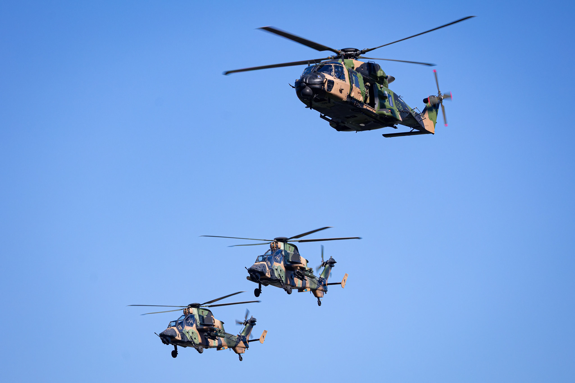 Army’s ARH and MRH90 helicopters based from RAAF Amberley conducting rehearsal flyovers of Brisbane CBD in support of the 2021 Sunsuper Riverfire, Australia