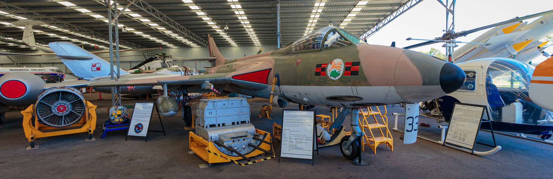 Hawker Hunter FGA MK 74BS 533 on display at the Queensland Air Museum in Caloundra, Australia