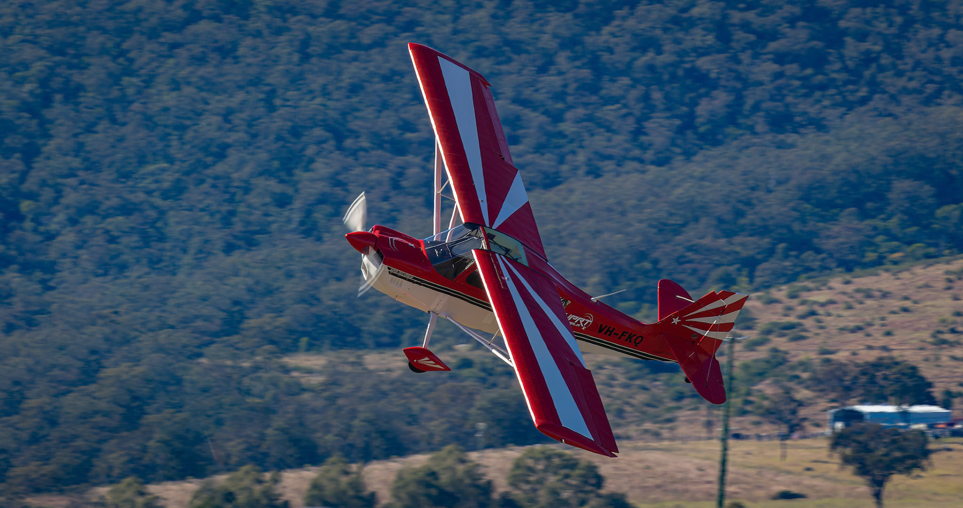 The Decathlon in an Aerobatic display at the 2022 Brisbane Airshow at Watts Bridge Memorial Airport, Australia