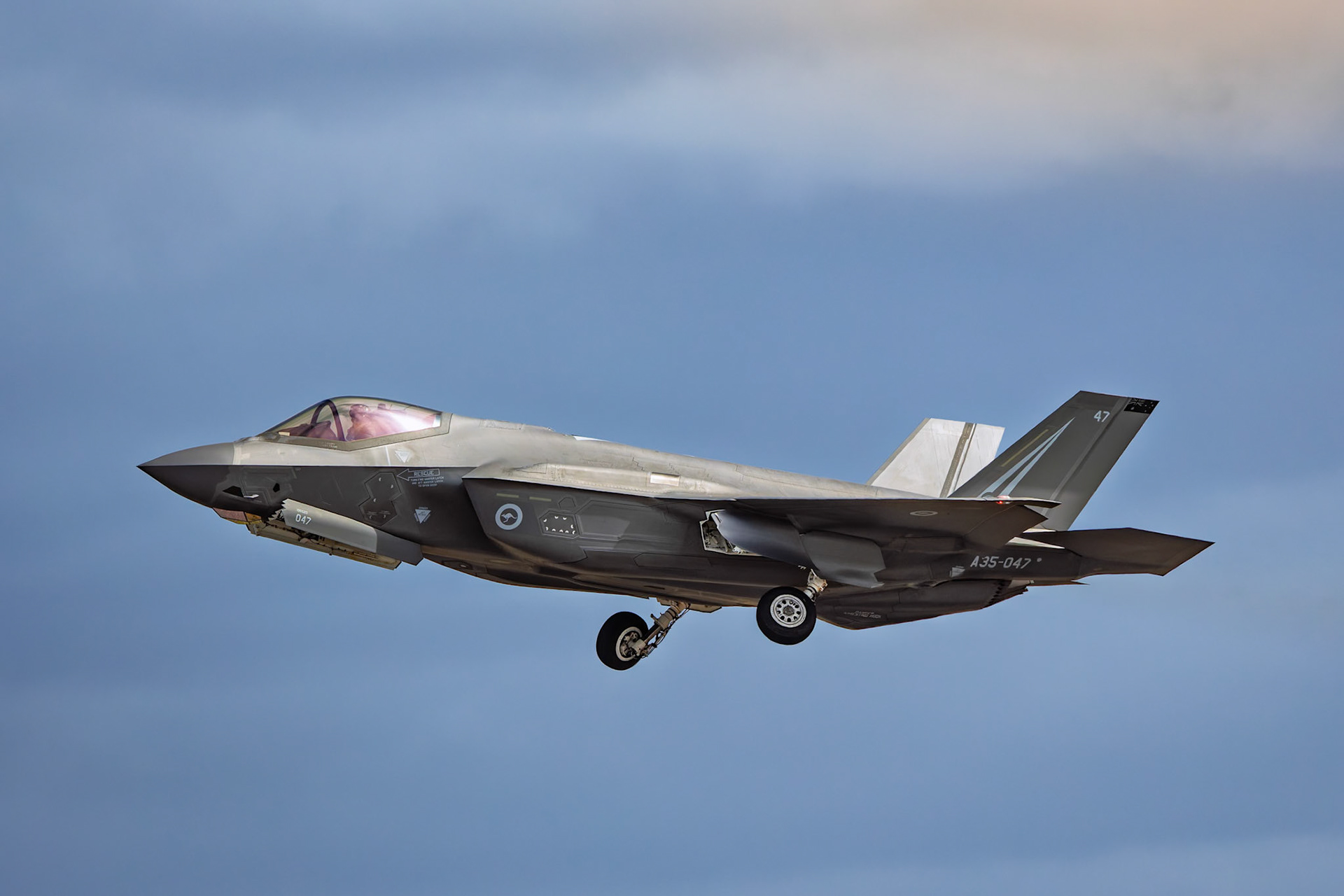 RAAF Lockheed Martin F-35A Lightning II on display at the Avalon Airshow in Victoria, Australia