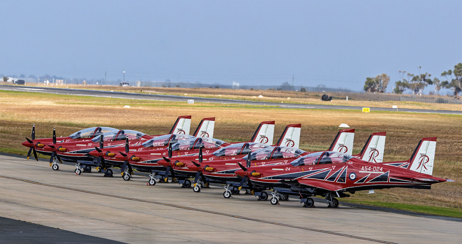 RAAF Roulettes in the Pilatus PC-21 on display at the Avalon Airshow in Victoria, Australia