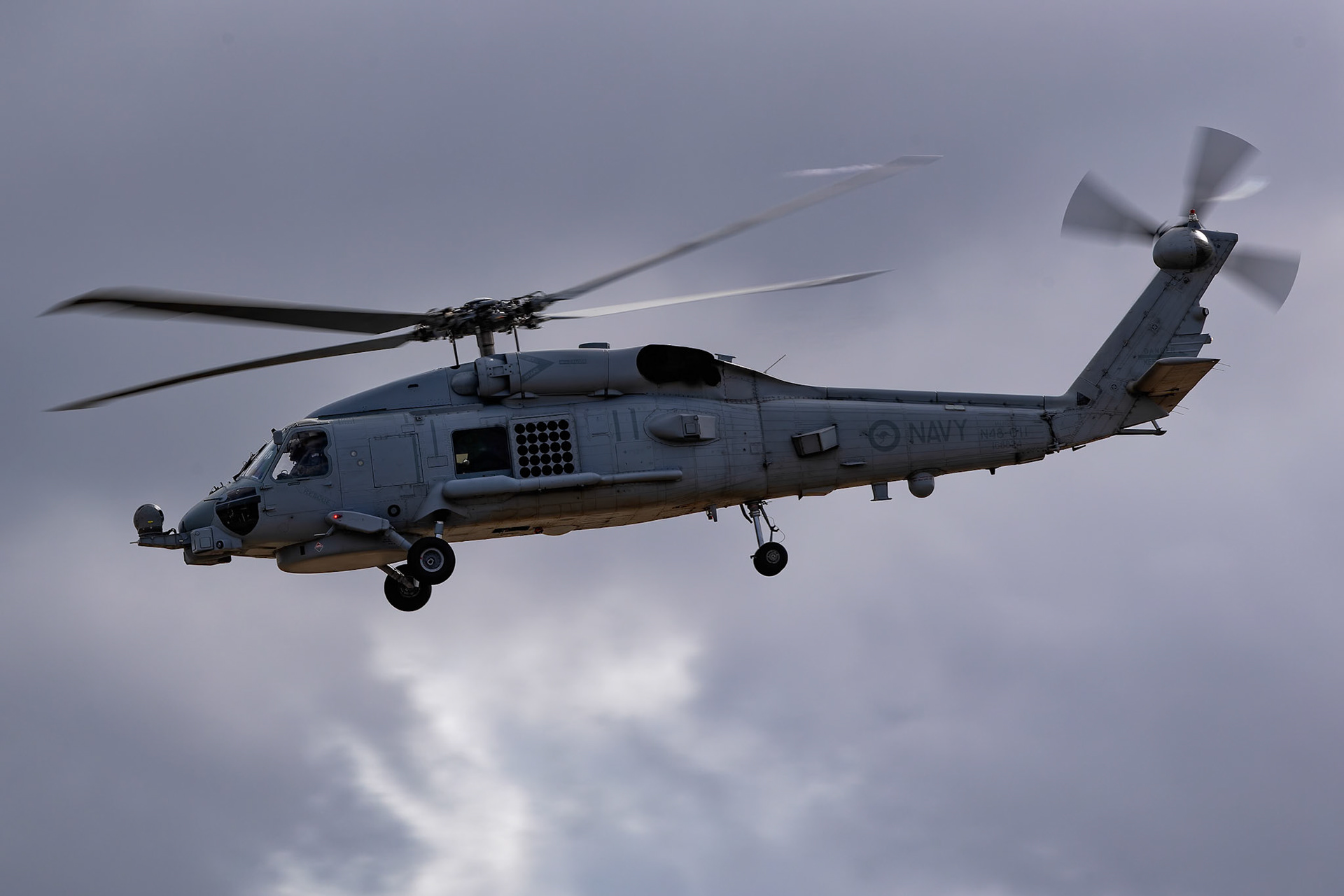 RAN 808 Squadron, Sikorsky-Lockheed Martin MH-60R Seahawk Romeo on display at the Avalon Airshow in Victoria, Australia