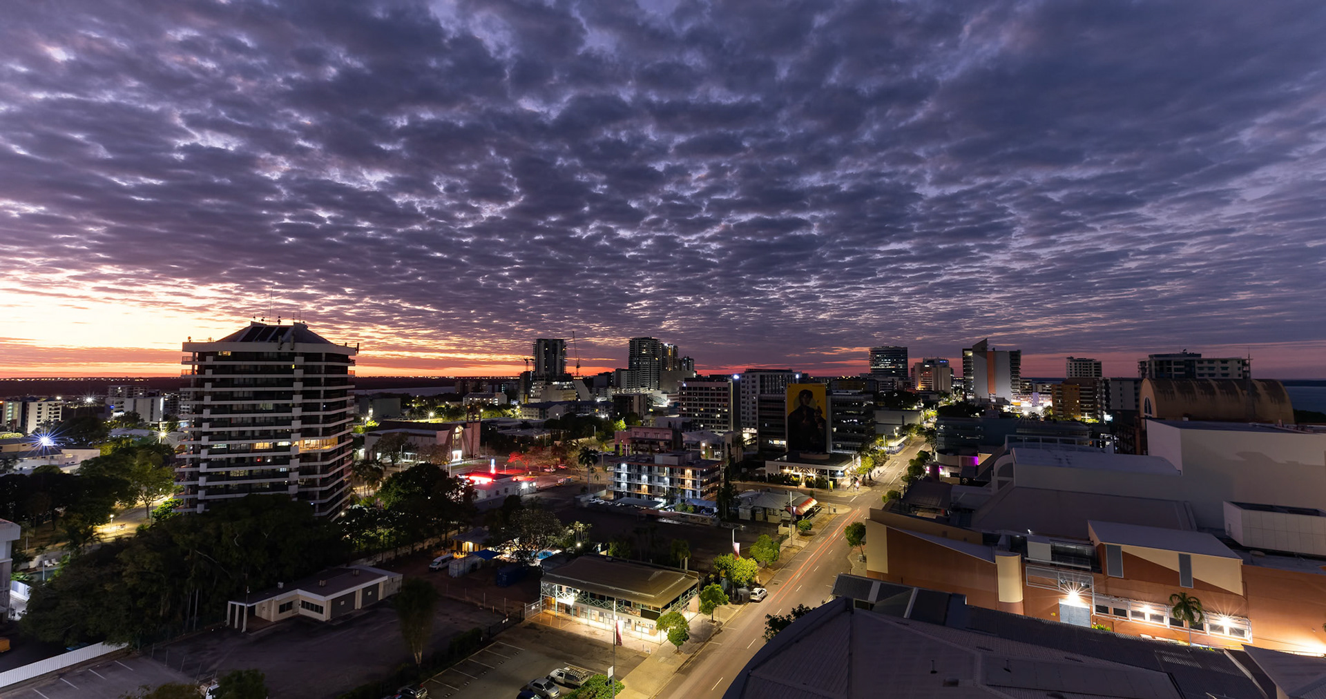 Sunrise over the city of Darwin, Australia
