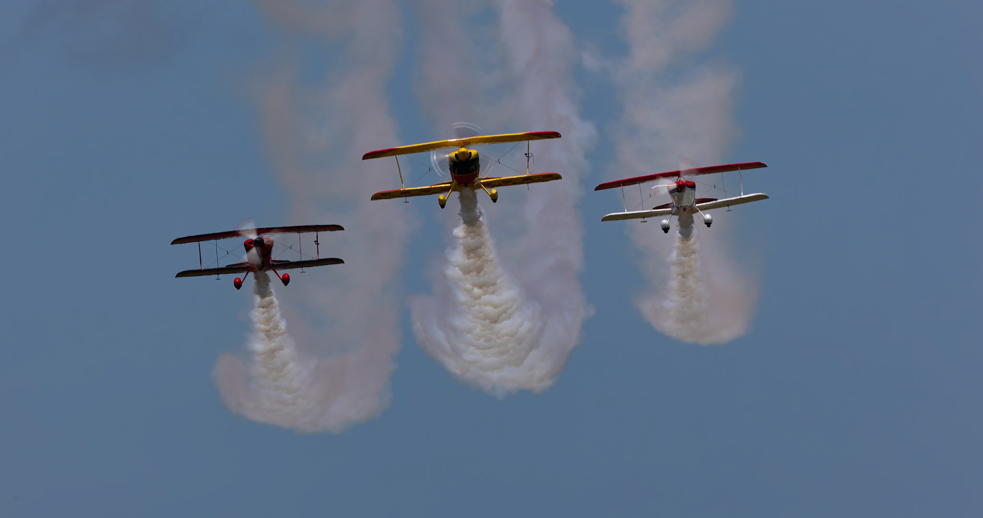 Paul Bennet, Glenn Graham and Jett Bennet in the Sky Aces formation Display at the Barrington Coast Airshow in Taree, New South Wales, Australia. 9th of November, 2024