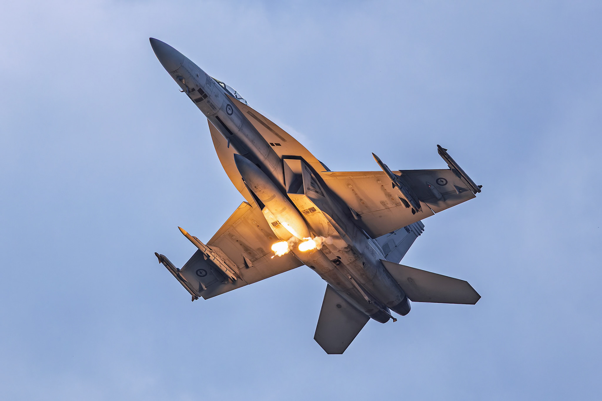 Royal Australian Air Force Boeing FA-18F Super Hornet [A44-203] on display at the Richmond Airshow in New South Wales, Australia