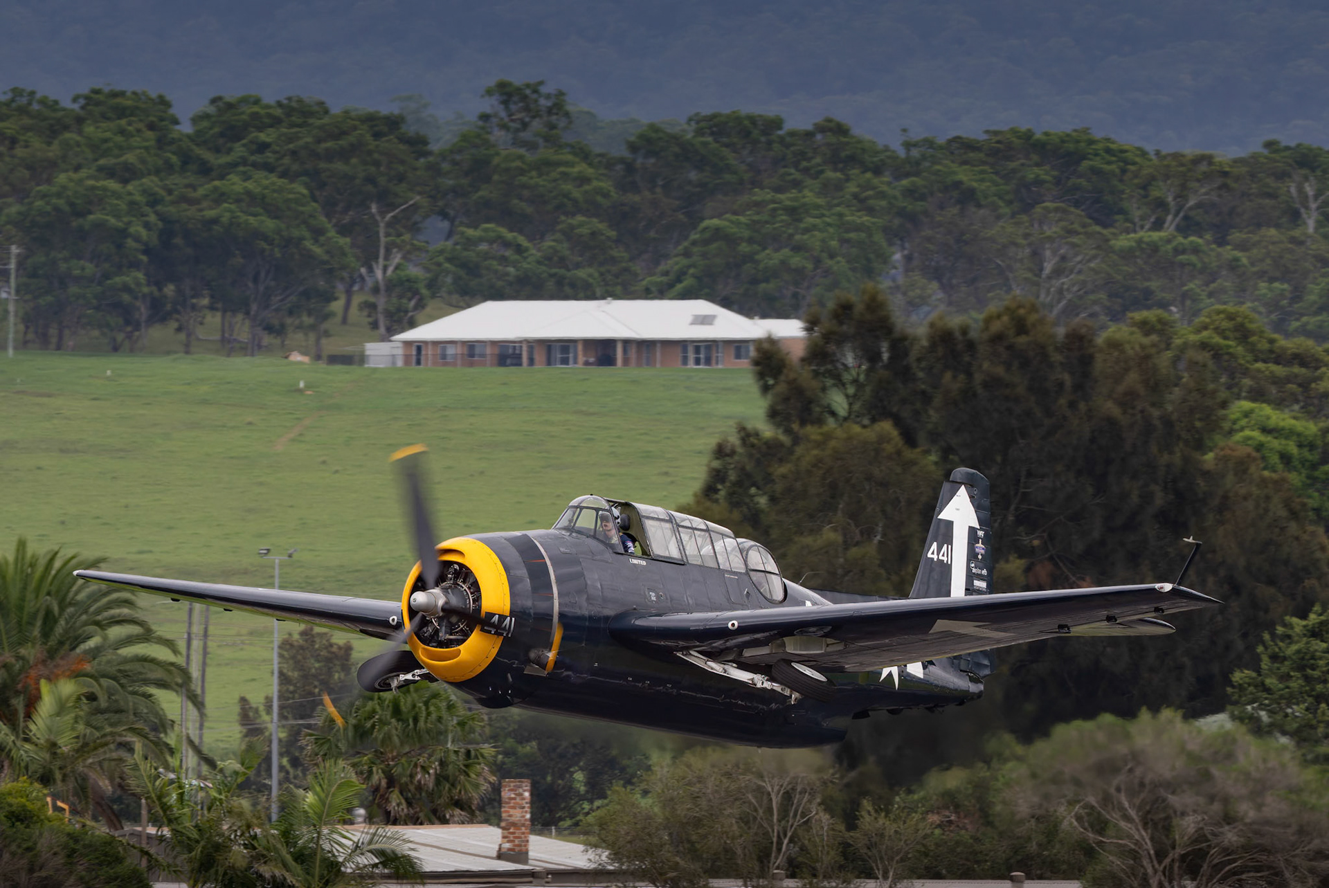 The TBM-3E Avenger from the Paul Bennet Airshows on display at the Shellharbour Airport, during the Airshows Downunder Shellharbour, New South Wales, Australia.