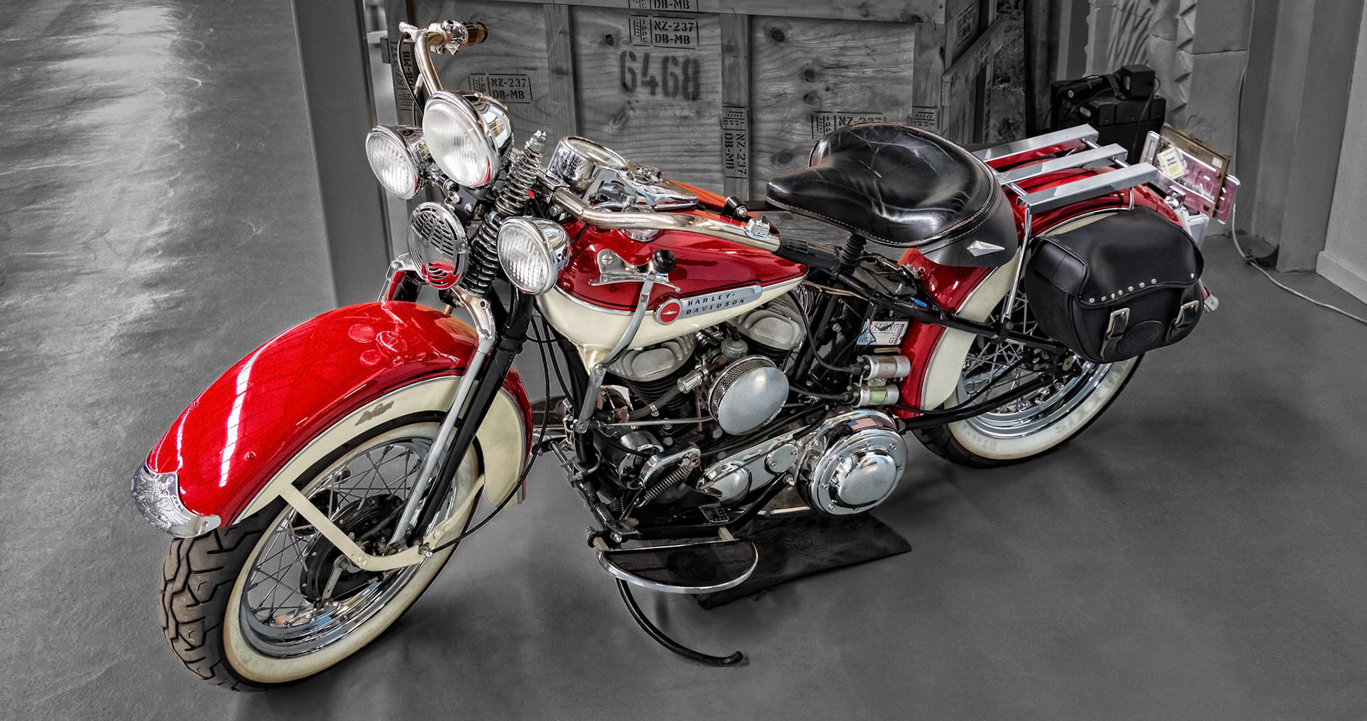 Harley Davidson on display at Warbirds and Wheels in Wanaka, New Zealand