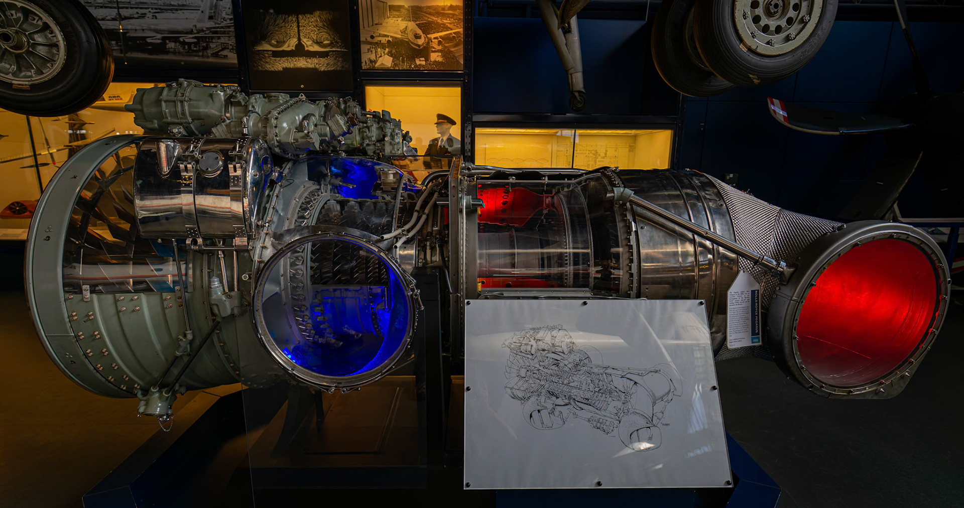 Engine from a Hawker P.1127 (XP831) VSTOL Experimental Aircraft on display in the Science Museum, London
