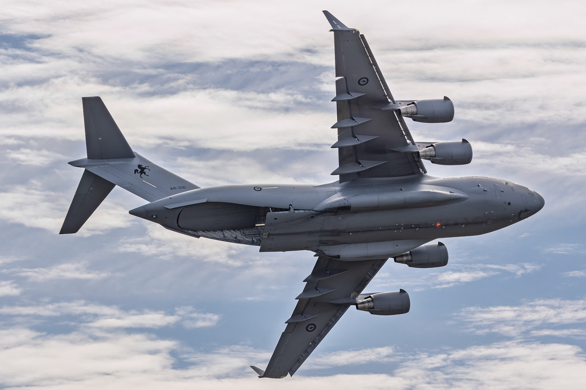 Royal Australian Air Force Boeing C17A Globemaster III [A41-206] on display at the Richmond Airshow in New South Wales, Australia