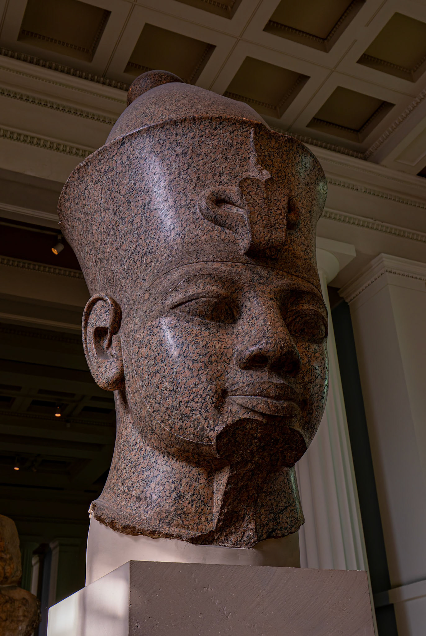 Egyptian bust on display at British Museum, London