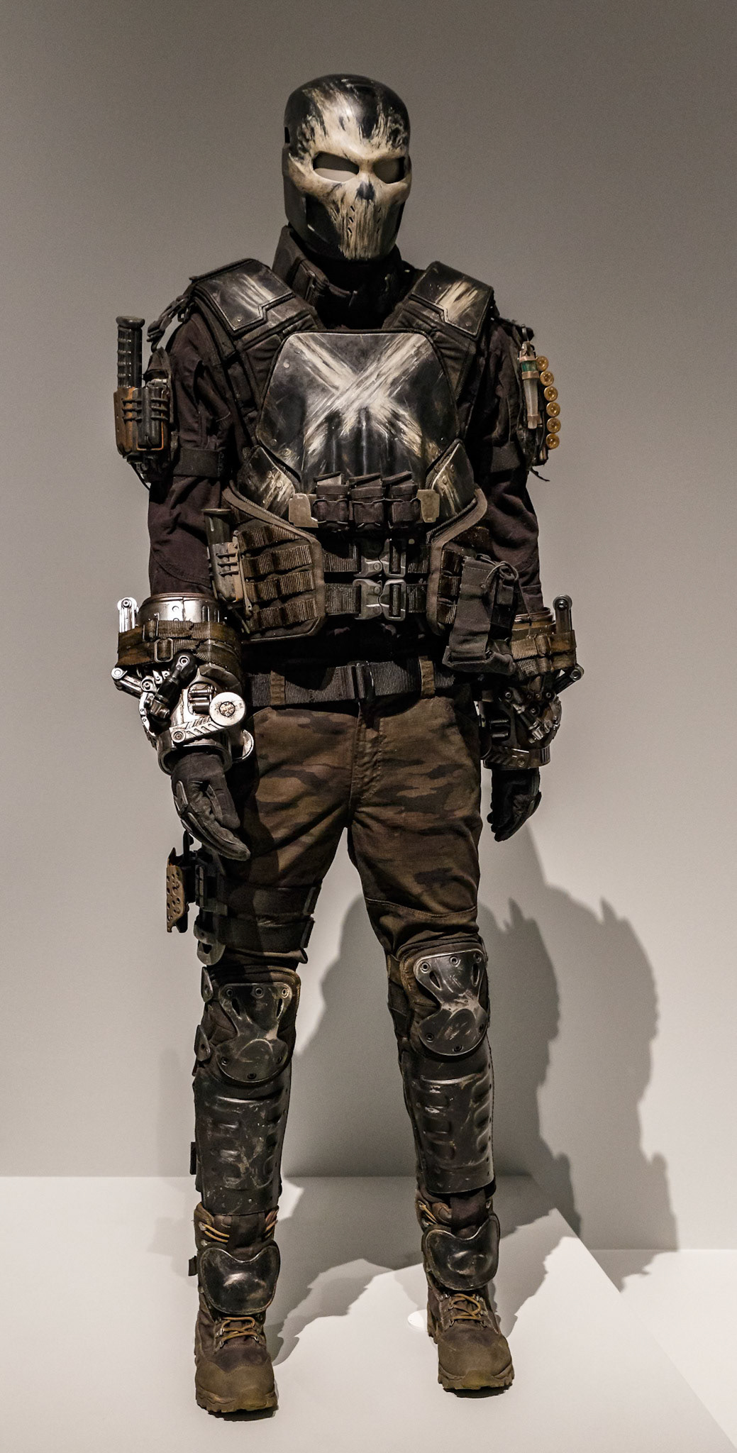 Crossbones custome display at GOMA for the Marvel Exhibition, Brisbane