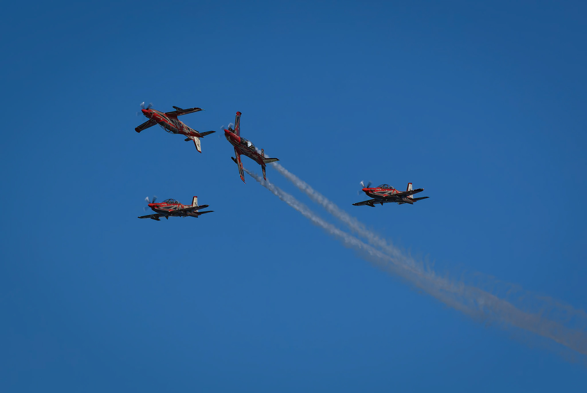 RAAF Roulettes PC-21 Precision Formation Aerobatics Display at the Pacific Airshow on the Gold Coast, Australia