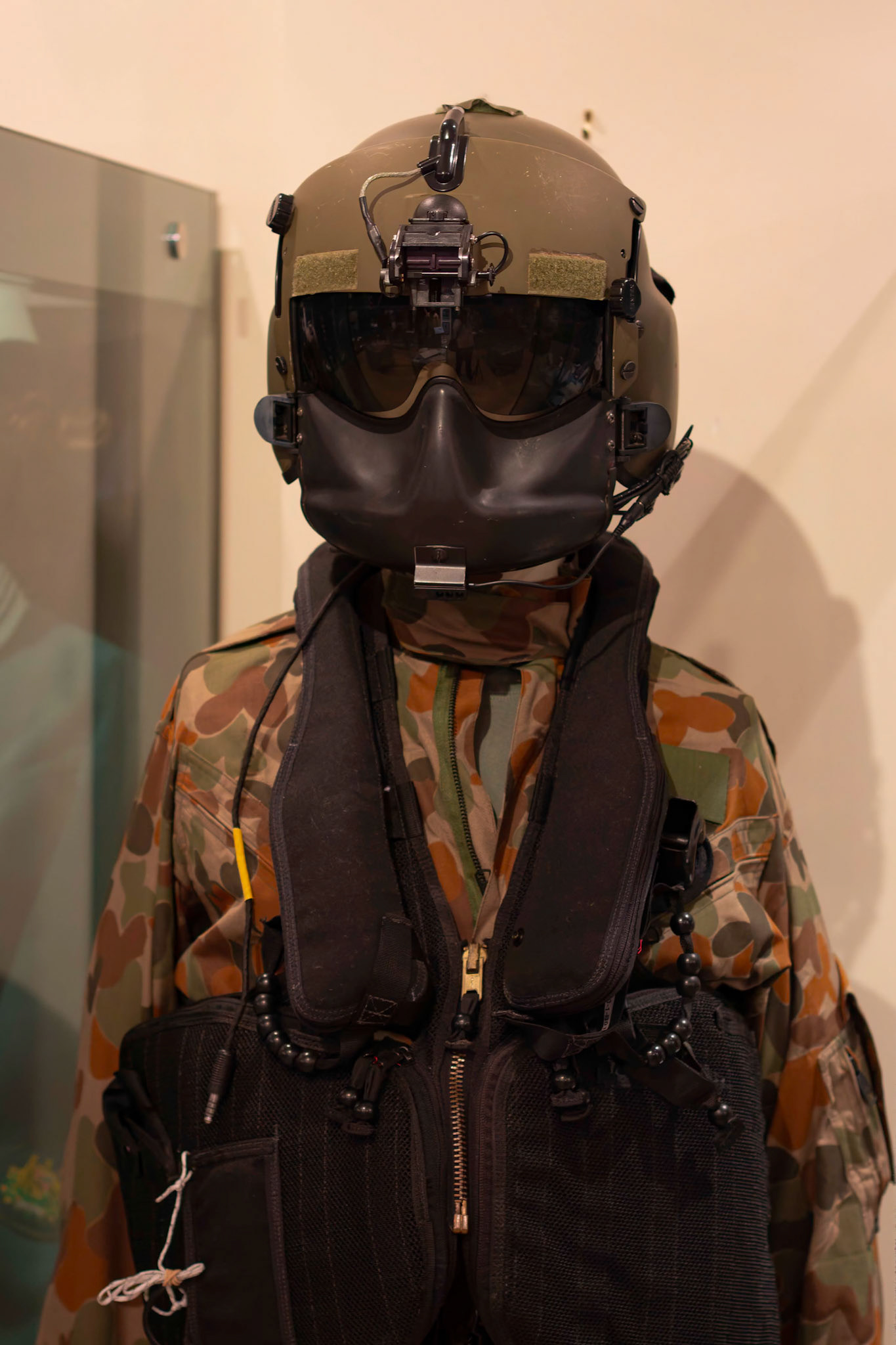 Pilot outfit on display in the Display Room at the Museum of Australian Army Flying in Oakey, Australia