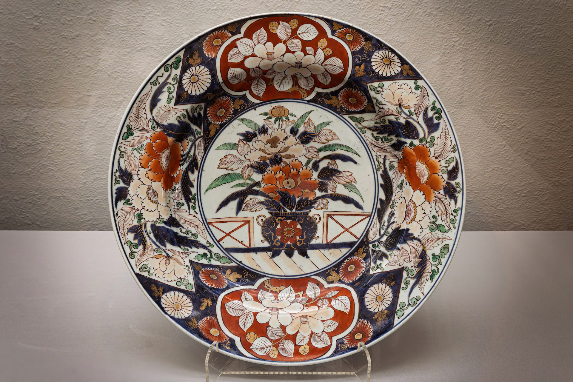Large Dish with Flowers, Edo Period 18th Century display at the Tokyo National Museum in Tokyo, Japan