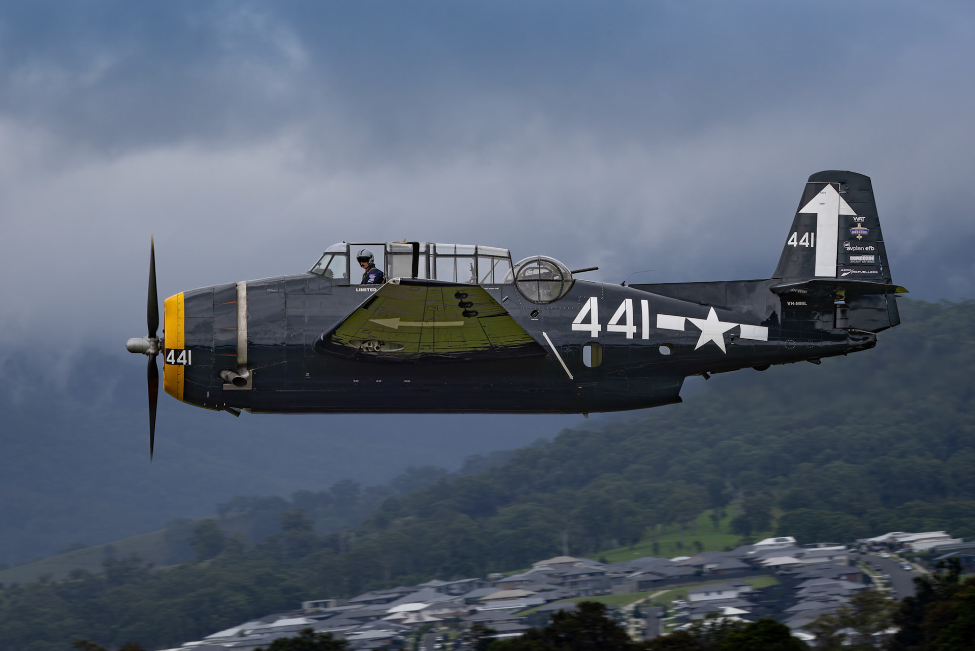 The TBM-3E Avenger from the Paul Bennet Airshows on display at the Shellharbour Airport, during the Airshows Downunder Shellharbour, New South Wales, Australia.