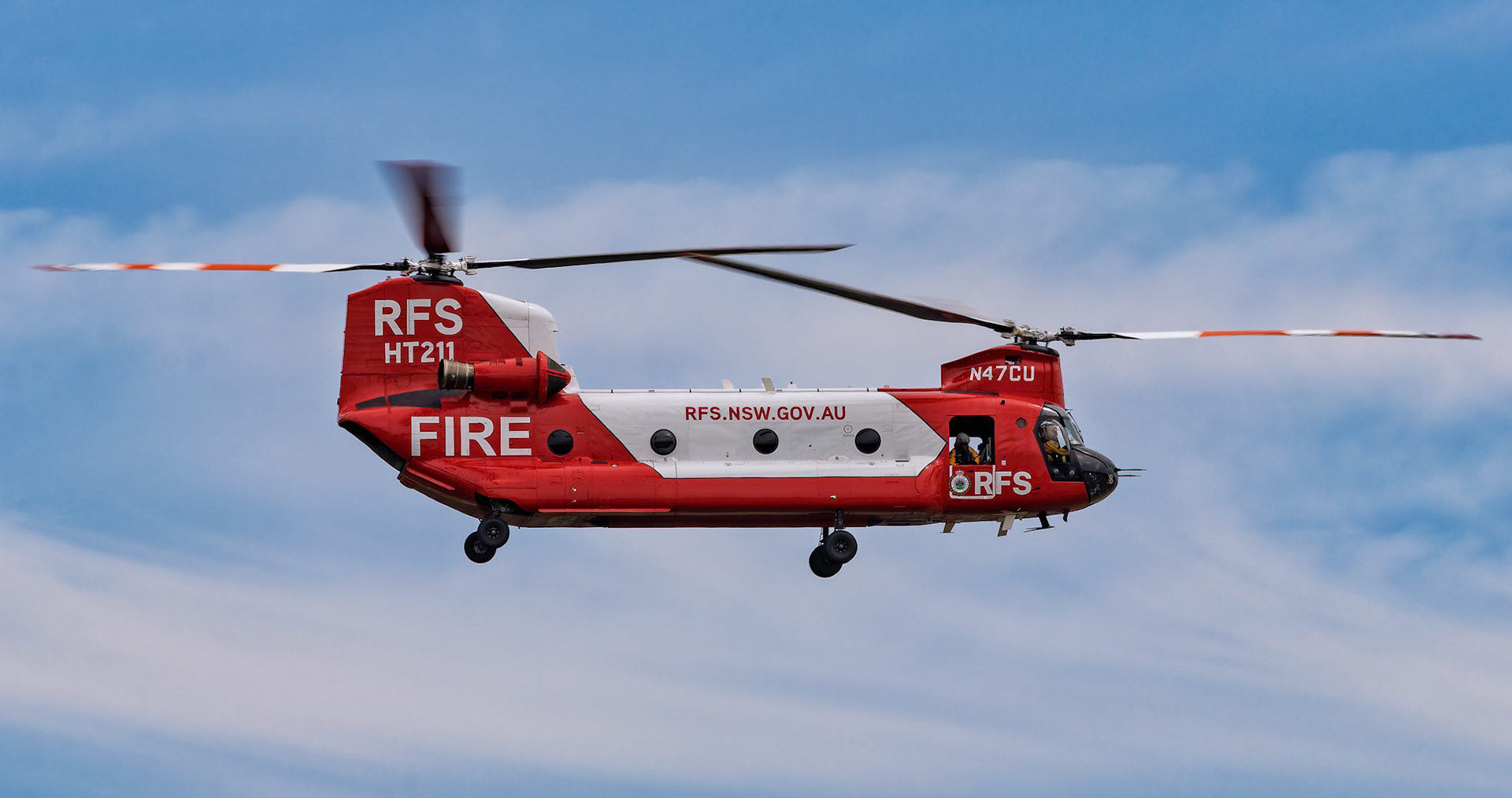 Rural Fire Service Boeing CH-47D Chinook [N47CU] on display at the Richmond Airshow in New South Wales, Australia