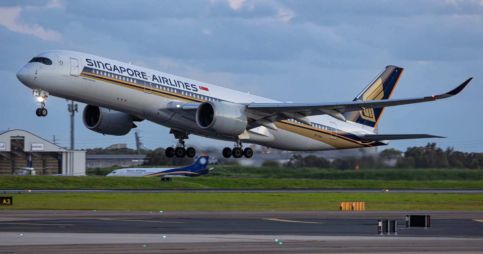 Singapore Airbus A350-941 [9V-SHU] Departing to Singapore at Brisbane International Airport, Australia