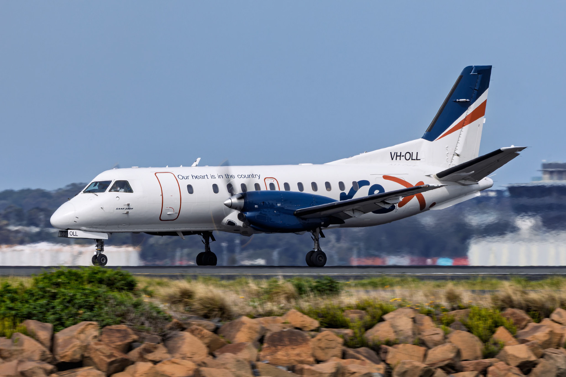 Regional Express Saab 340B [VH-OLL] Arriving from Orange from The Beach, Sydney Airport, Australia