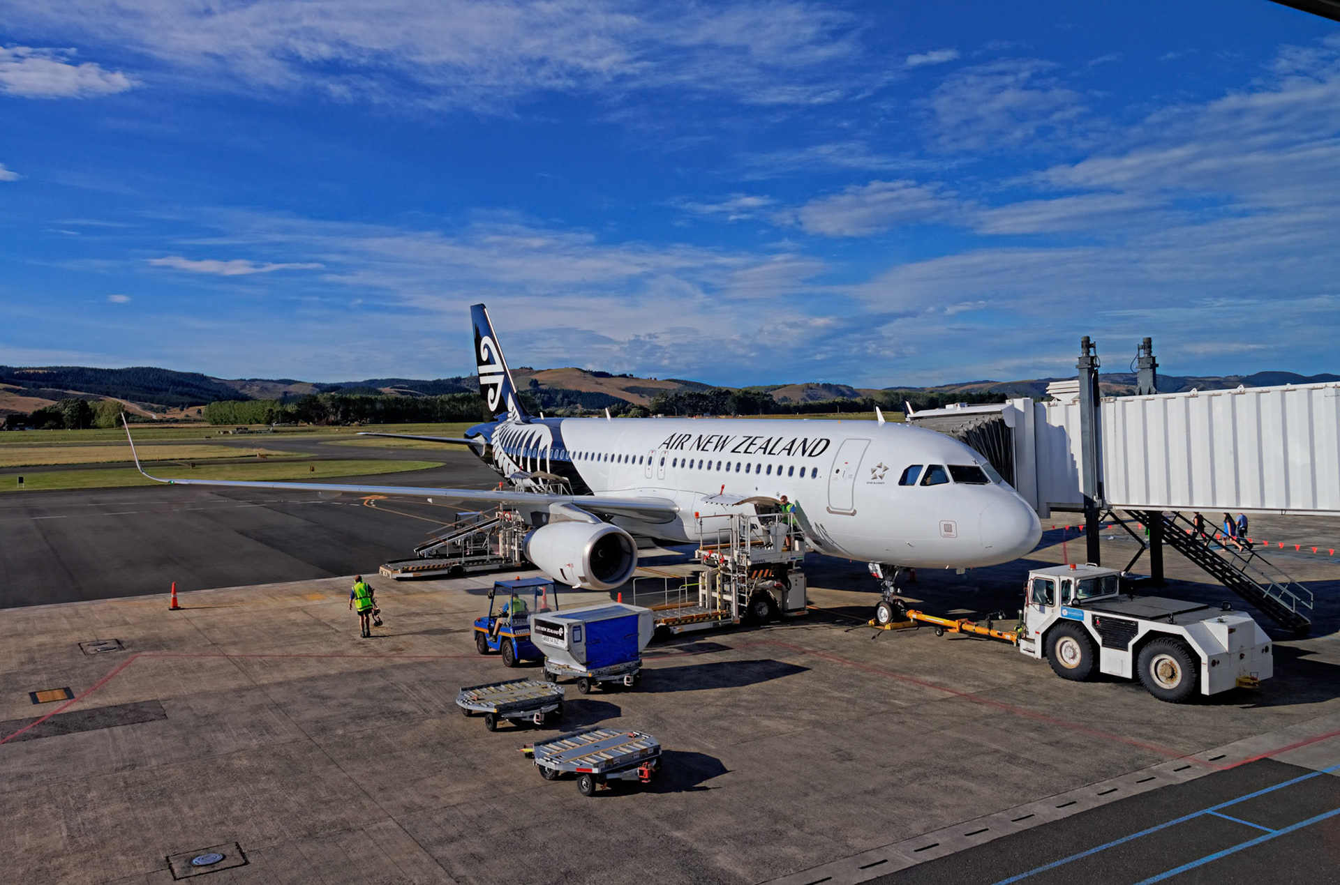 Our plane arrived at Dunedin Airport, New Zealand