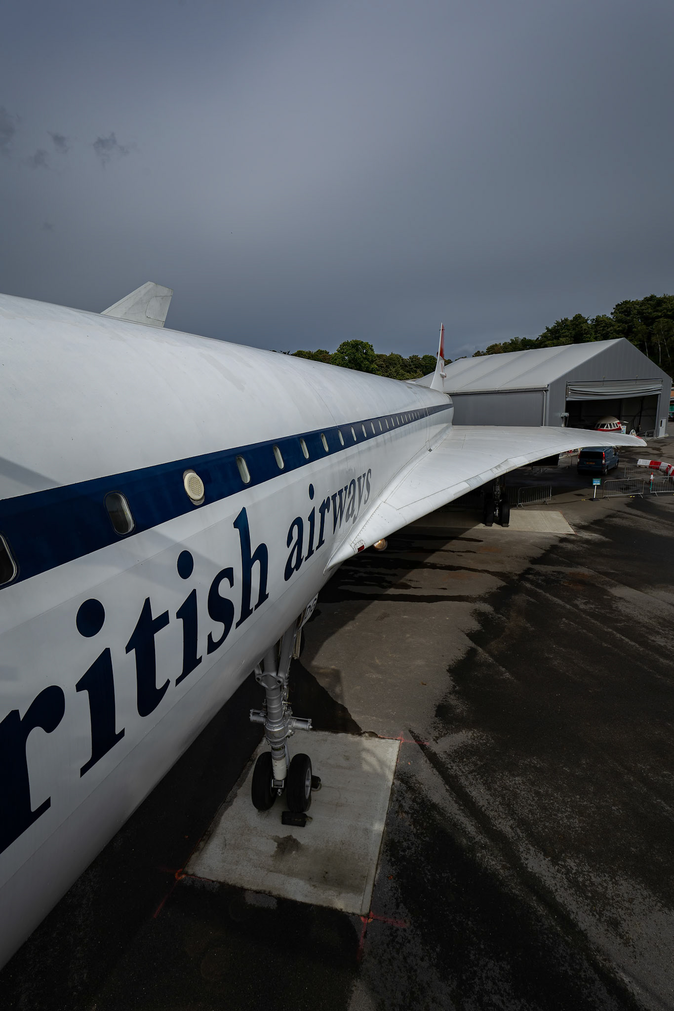 The view from the front of the Concorde on display at Brooklands musuem at Brooklands, England