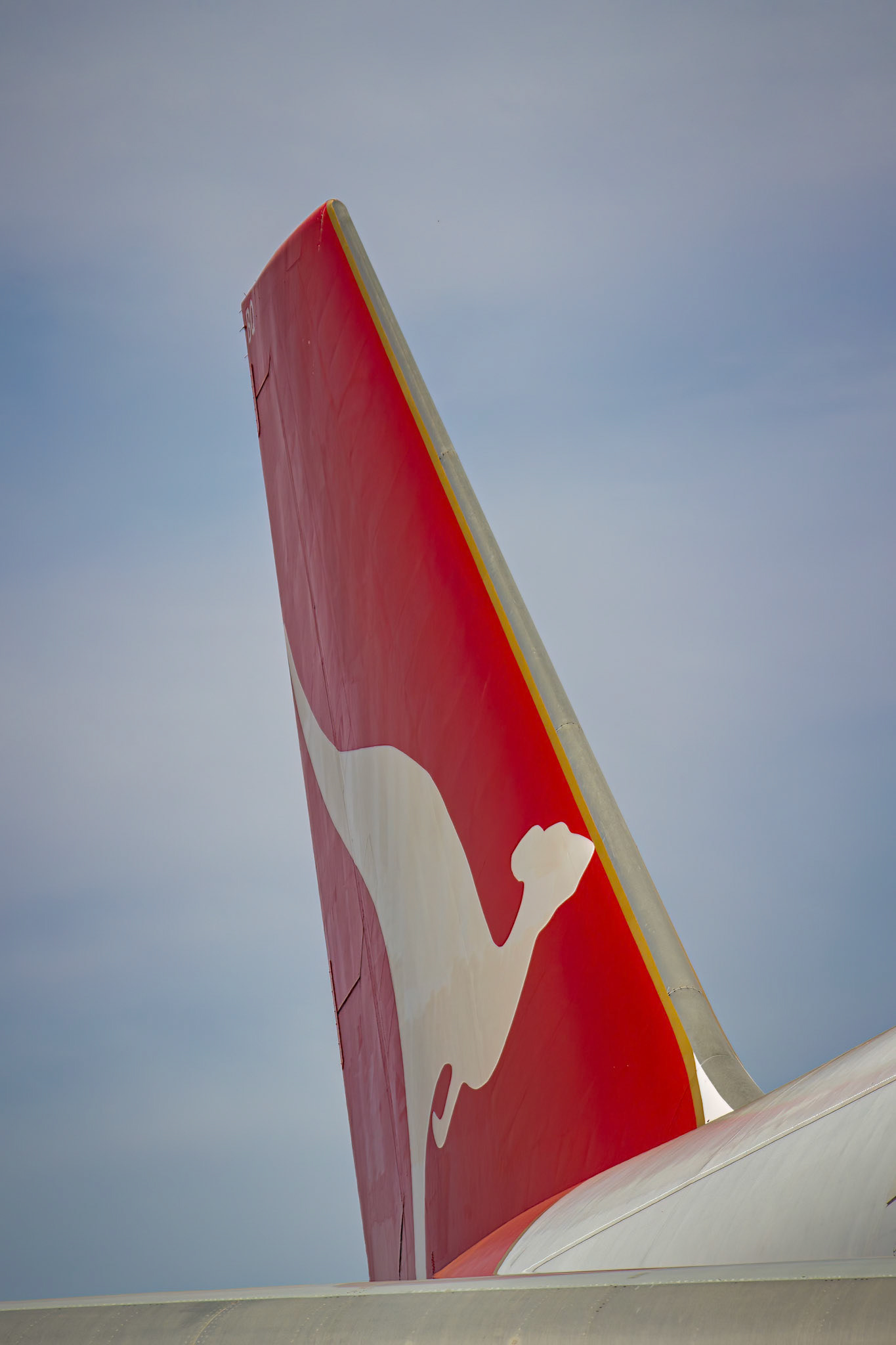 The tail of the 747 aircraft at the Qantas Founders Museum in Longreach, Australia