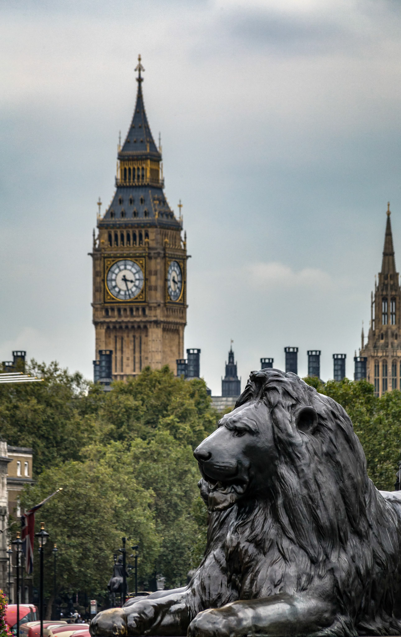 Big Ben from Trafalgar Square in London, England