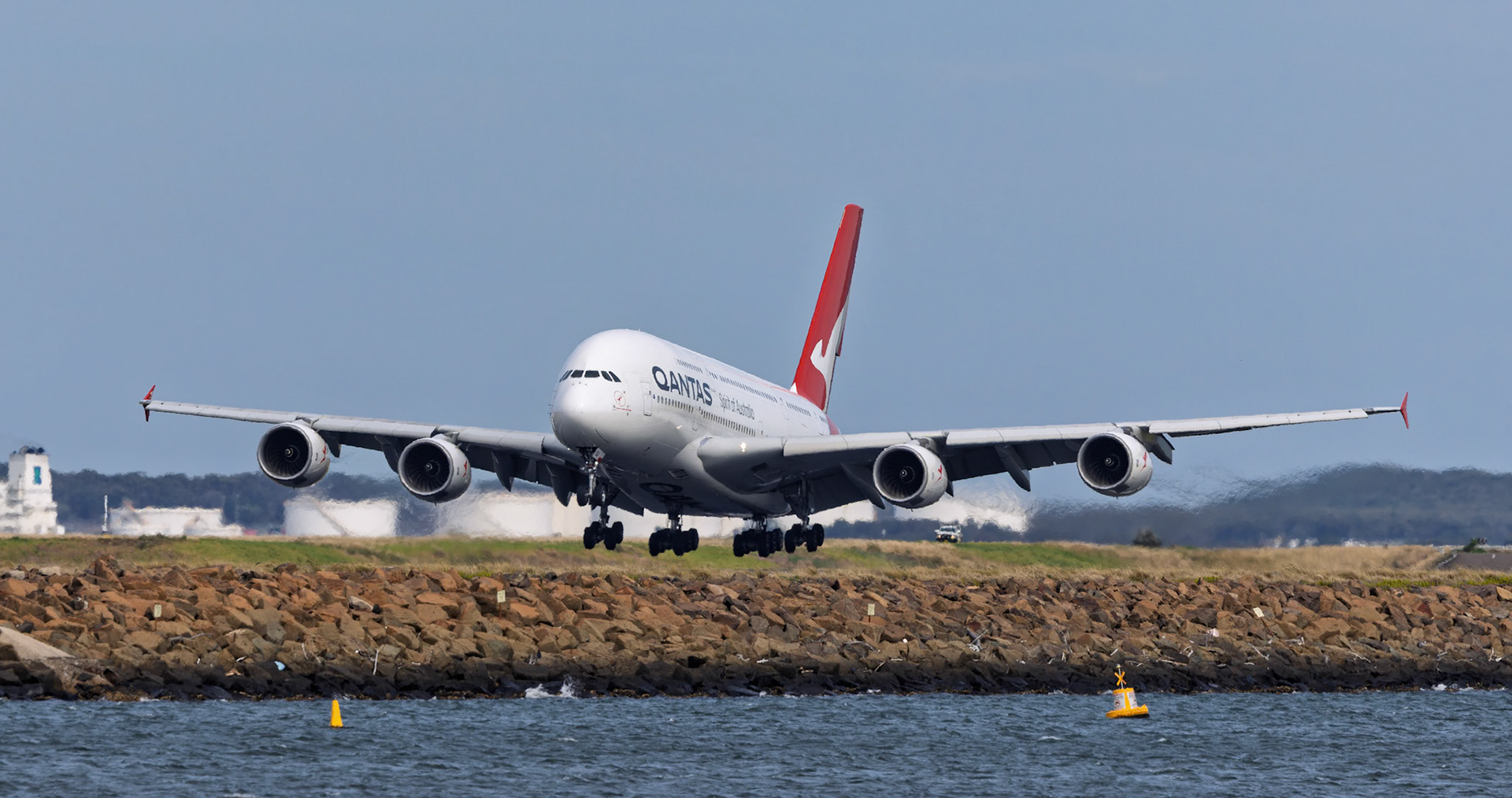 Qantas Airbus A380-842 [VH-OQA] Arriving from Johannesburg from The Beach, Sydney Airport, Australia