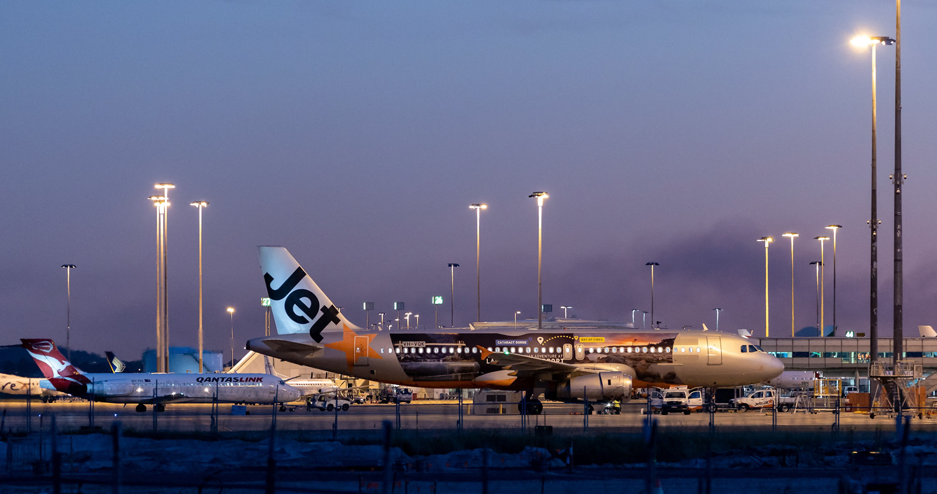 JetStar Airbus A320-232 (VH-VQK) - at Brisbane Airport, Australia.