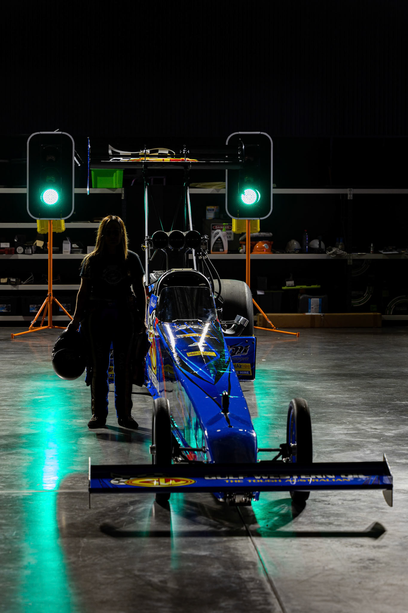 Rachelle and her car at the Photographers Collective Workshop PremAir Hire Racing Portrait Concept Shoot, Australia