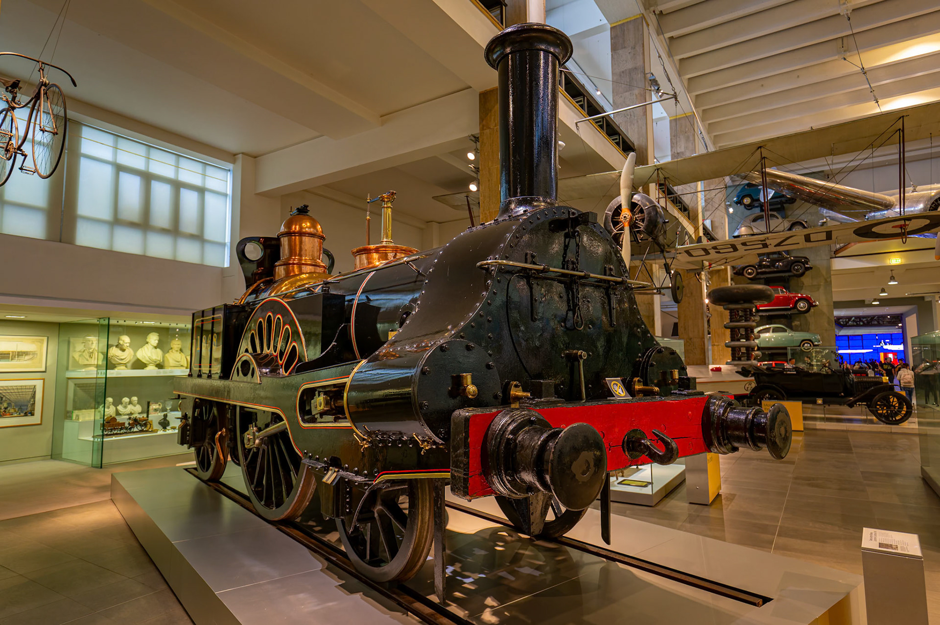 Steam train on display in the Science Museum, London