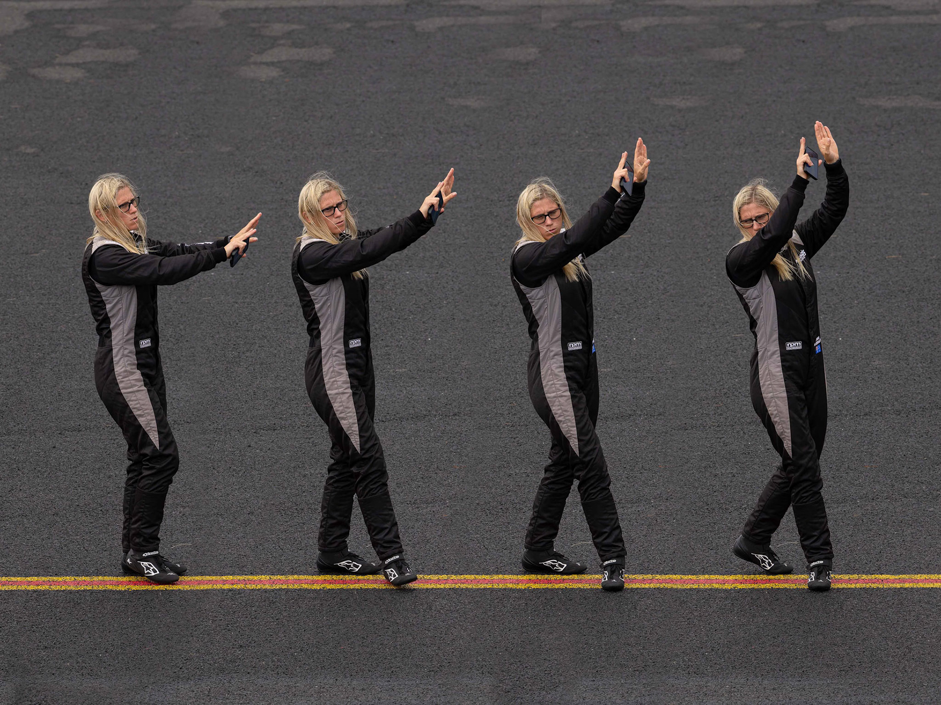 Emma McDonald going through her mental preparation before performing in the Extra 300 from Matt Hall Racing at the Shellharbour Airport, during the Airshows Downunder Shellharbour, New South Wales, Australia.