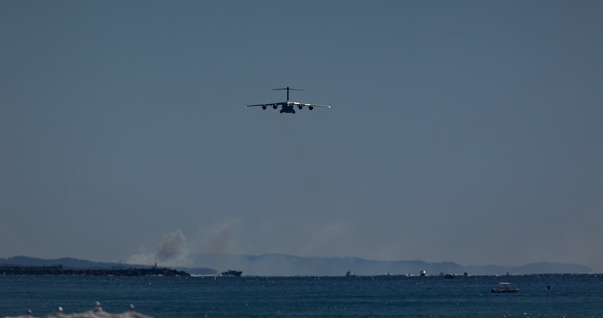 RAAF Boeing C-17A GlobeMaster III (210) Flypast on display at the Pacific Airshow on the Gold Coast, Australia