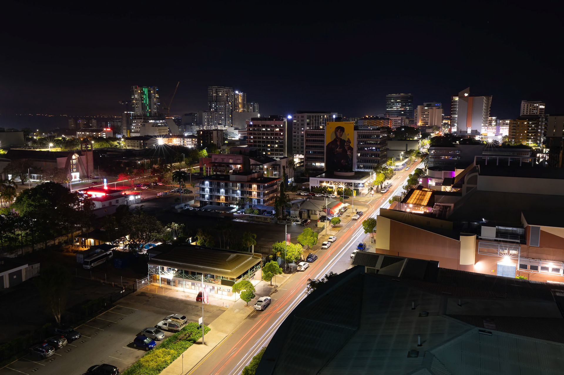 The city at night in Darwin, Australia