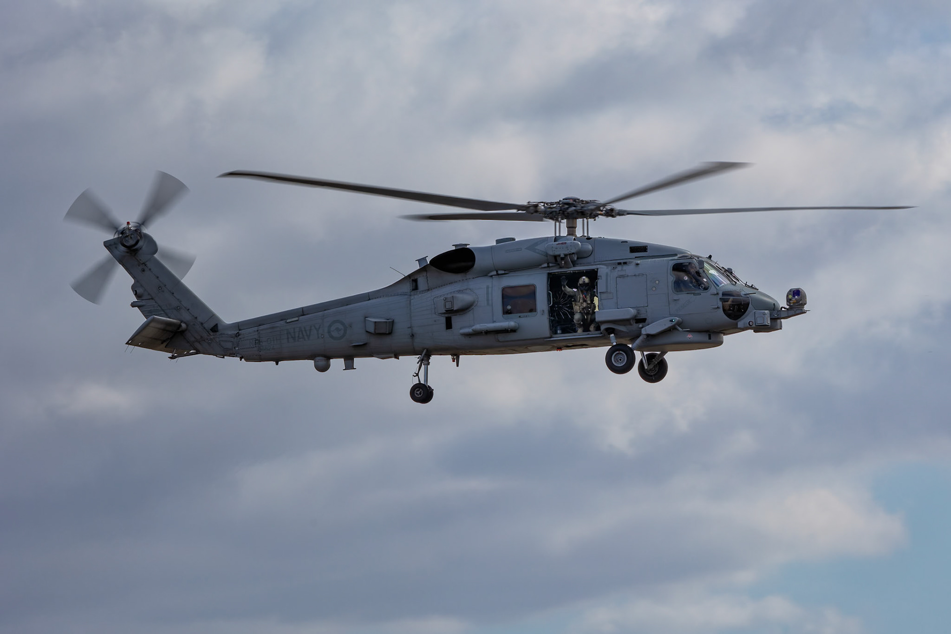 RAN 808 Squadron, Sikorsky-Lockheed Martin MH-60R Seahawk Romeo on display at the Avalon Airshow in Victoria, Australia