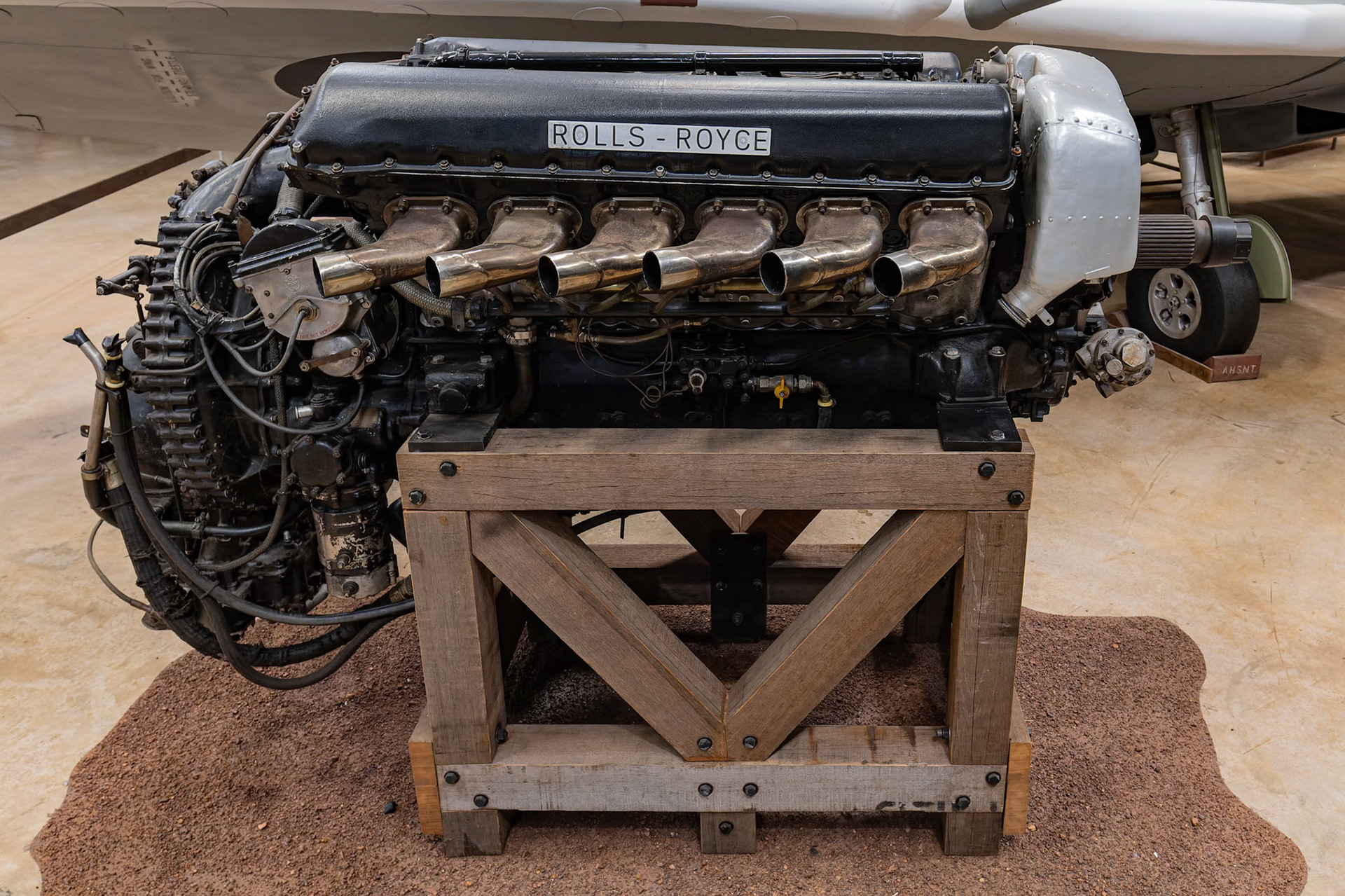 The Rolls Royce Merlin engine from the Supermarne Spitfire Mk VIII Replica on display at the Darwin Aviation Museum in the Northern Territory, Australia