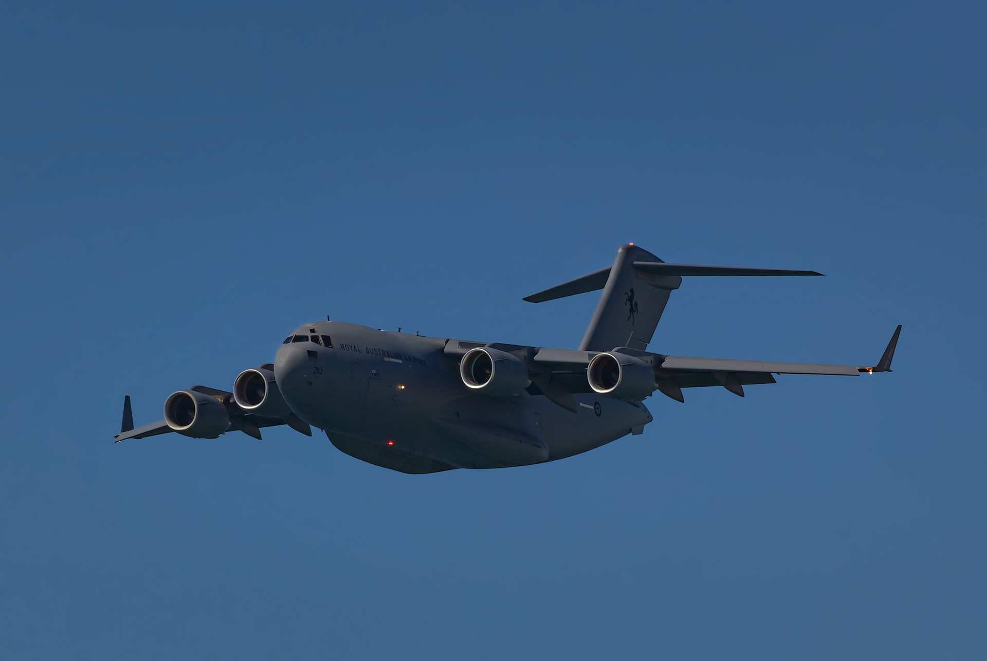 RAAF Boeing C-17A GlobeMaster III (210) Flypast on display at the Pacific Airshow on the Gold Coast, Australia