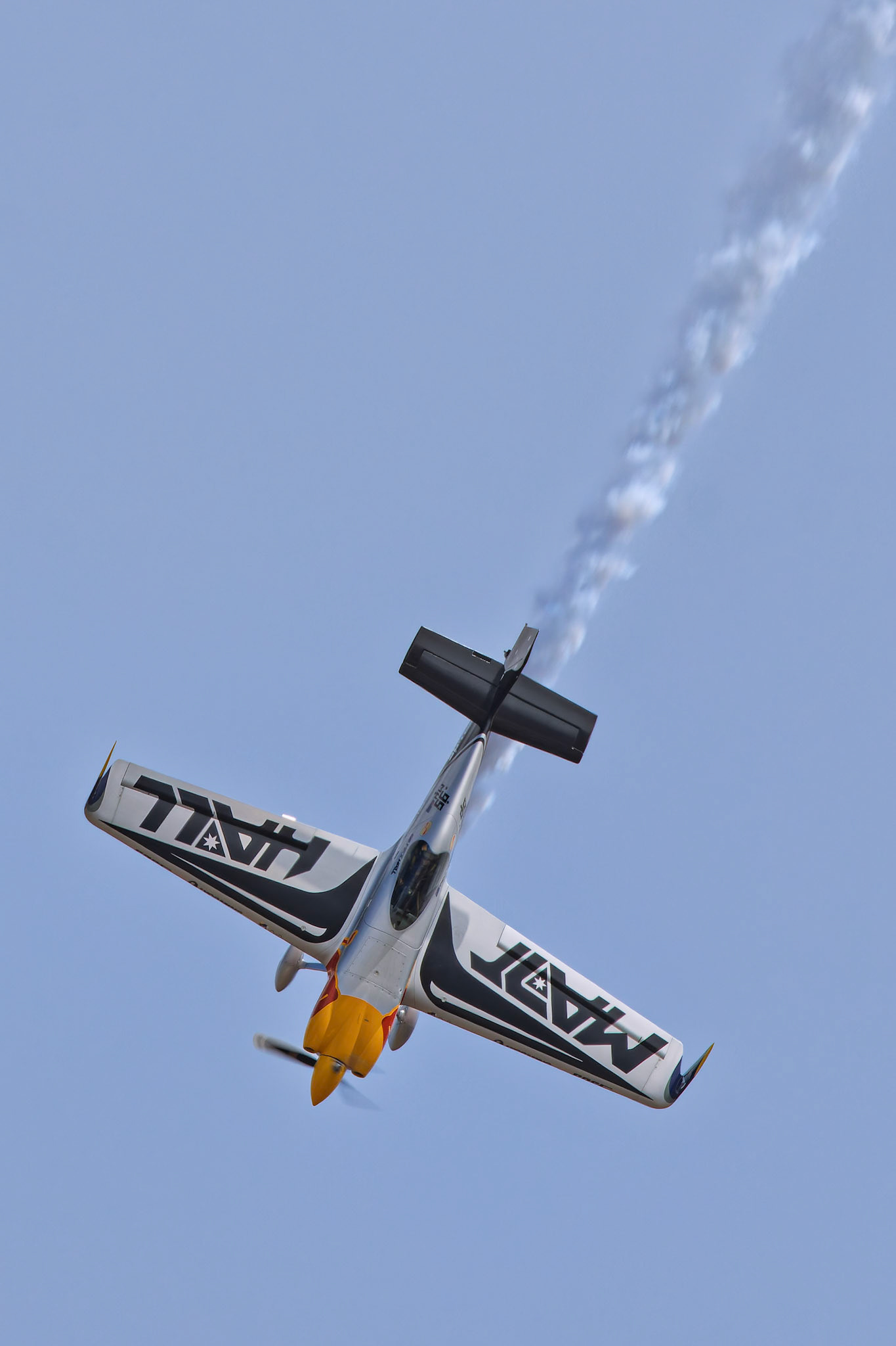 Matt Hall from Matt Hall Racing during a solo demostration at the Avalon Airshow in Victoria, Australia