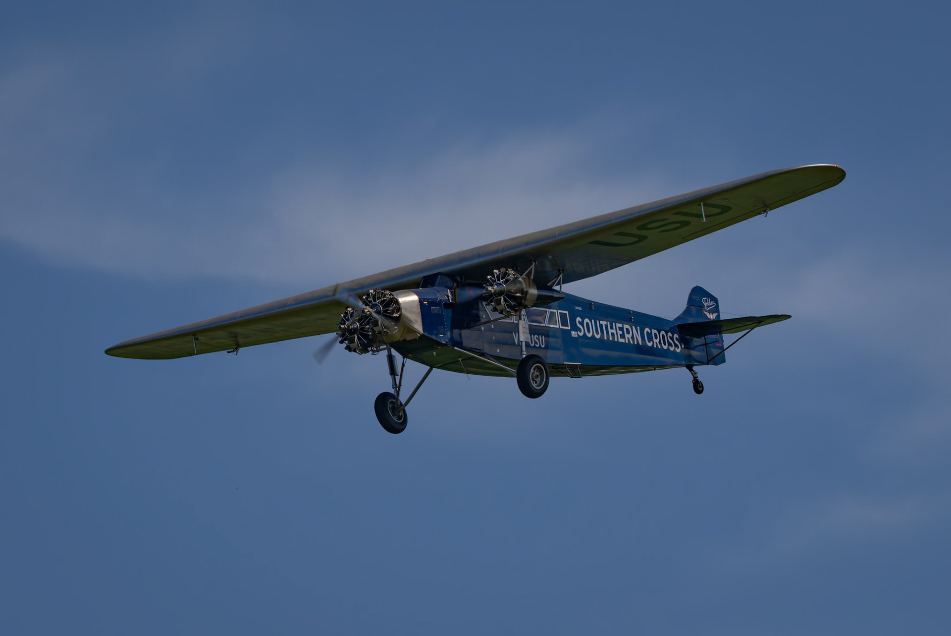 The Fokker FVIIb, Southern Cross Replica from the Historical Aircraft Restoration Society on display at the Shellharbour Airport, during the Airshows Downunder Shellharbour, New South Wales, Australia.